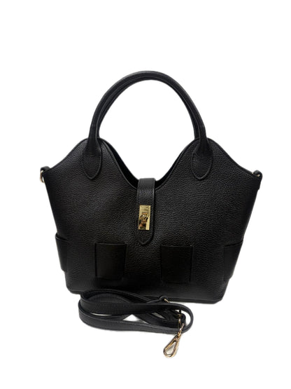 NOWOŚĆ Torebka skóra naturalna czarna włoska