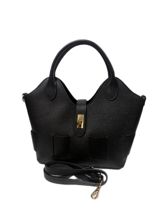 NOWOŚĆ Torebka skóra naturalna czarna włoska