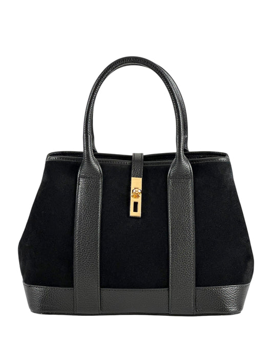 NOWOŚĆ Torebka zamsz naturalny skóra naturalna czarna włoska