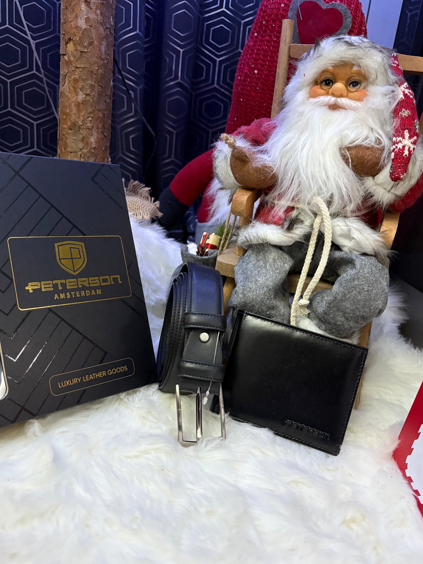 Nowość Zestaw męski, prezentowy skórzany portfel męski i pasek PETERSON skóra naturalna