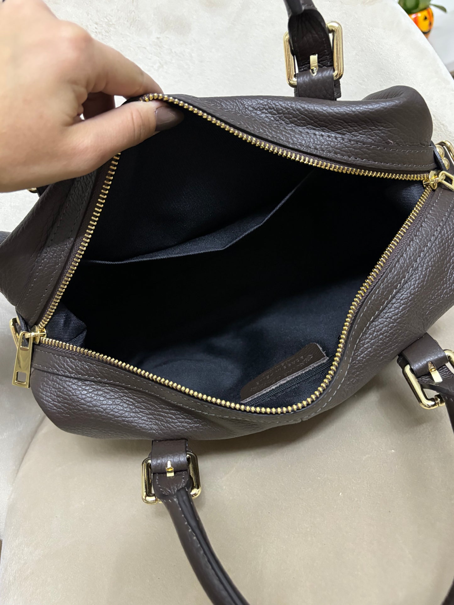 NOWOŚĆ Torebka skora naturalna czekolada włoska