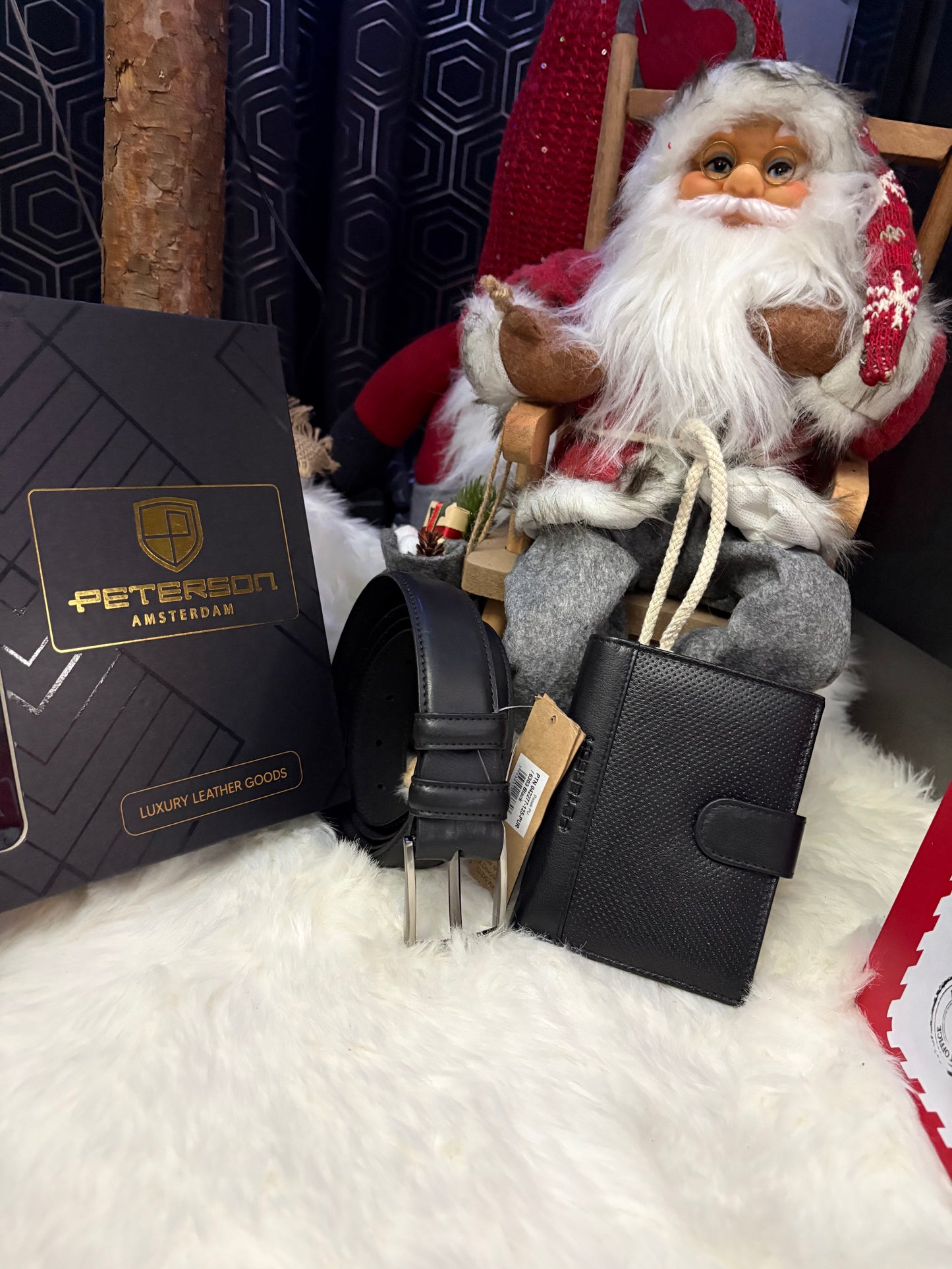 Nowość Zestaw męski, prezentowy skórzany portfel męski i pasek PETERSON skóra naturalna