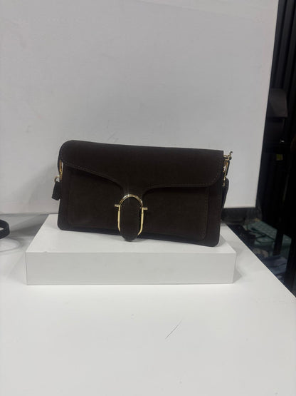 NOWOŚĆ Torebka Vezze zamsz naturalny czekolada