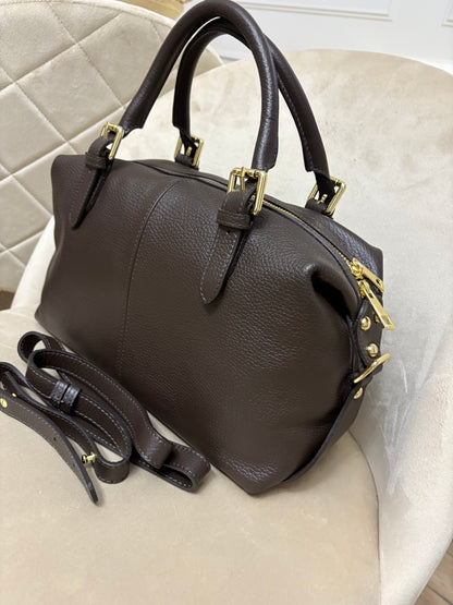 NOWOŚĆ Torebka skora naturalna czekolada włoska