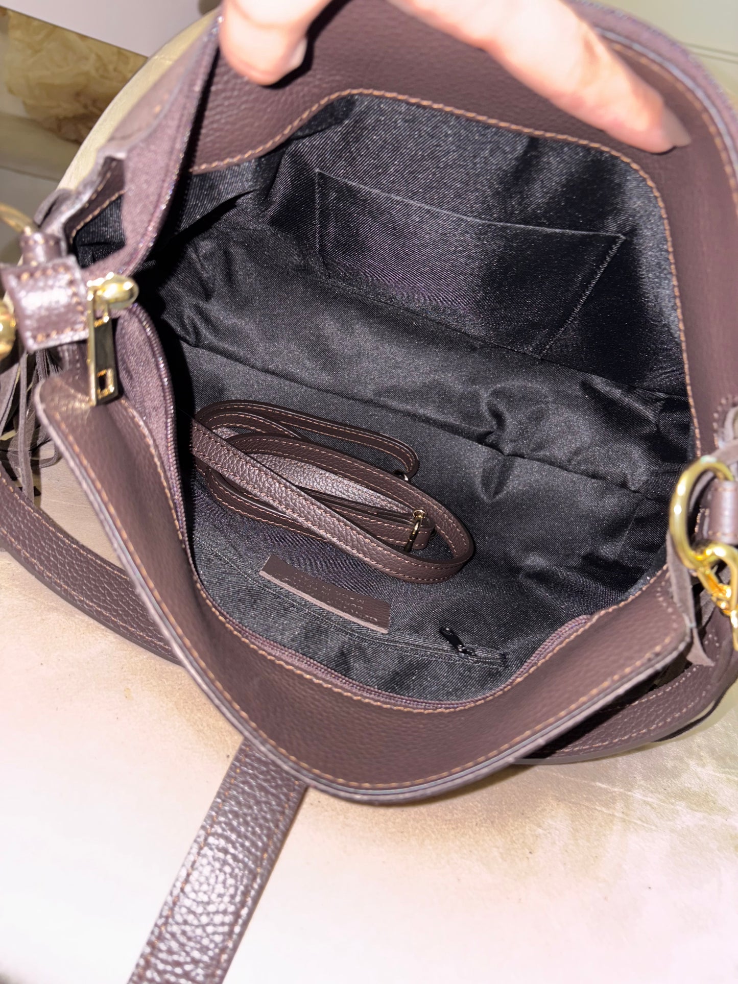 NOWOŚĆ Torebka skóra naturalna czekolada włoska