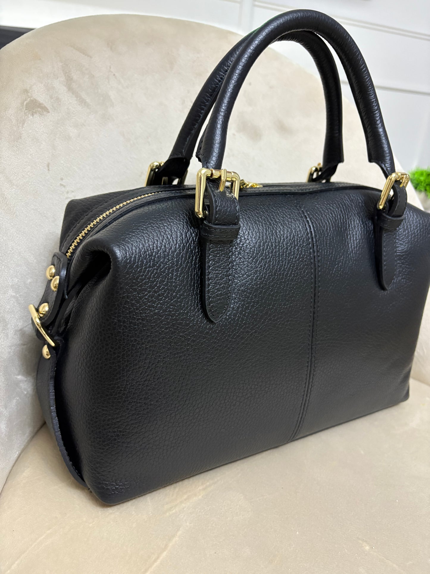 NOWOŚĆ Torebka skora naturalna czarna włoska