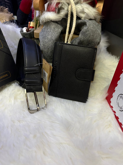 Nowość Zestaw męski, prezentowy skórzany portfel męski i pasek PETERSON skóra naturalna