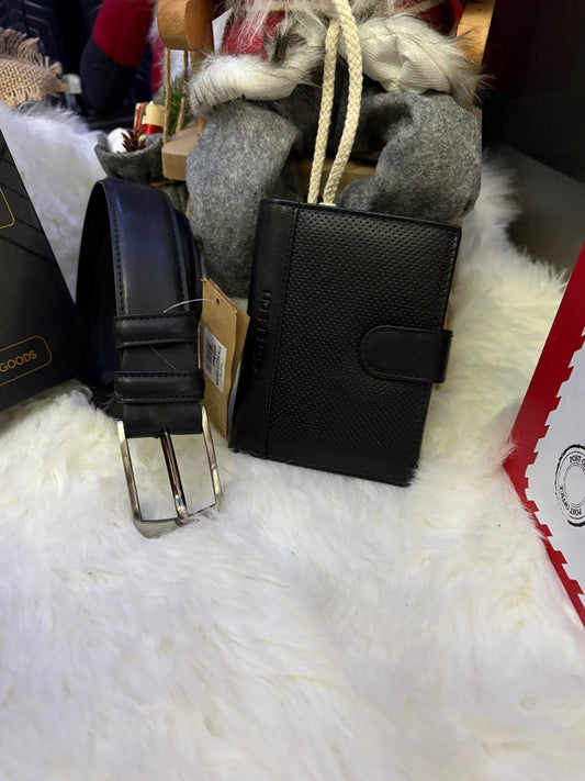 Nowość Zestaw męski, prezentowy skórzany portfel męski i pasek PETERSON skóra naturalna