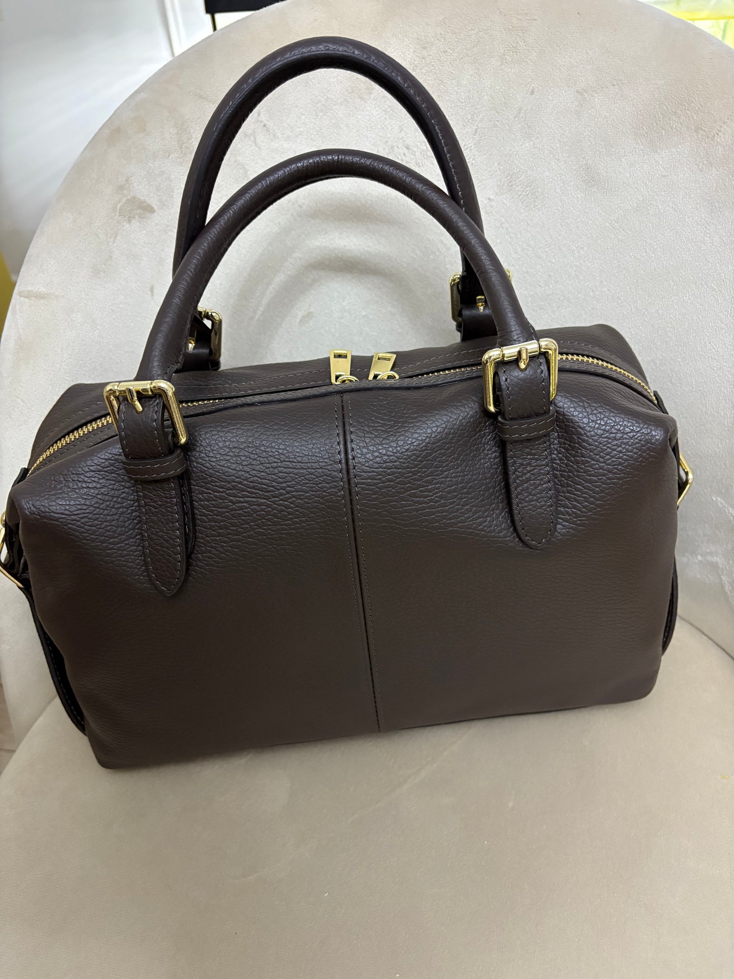 NOWOŚĆ Torebka skora naturalna czekolada włoska