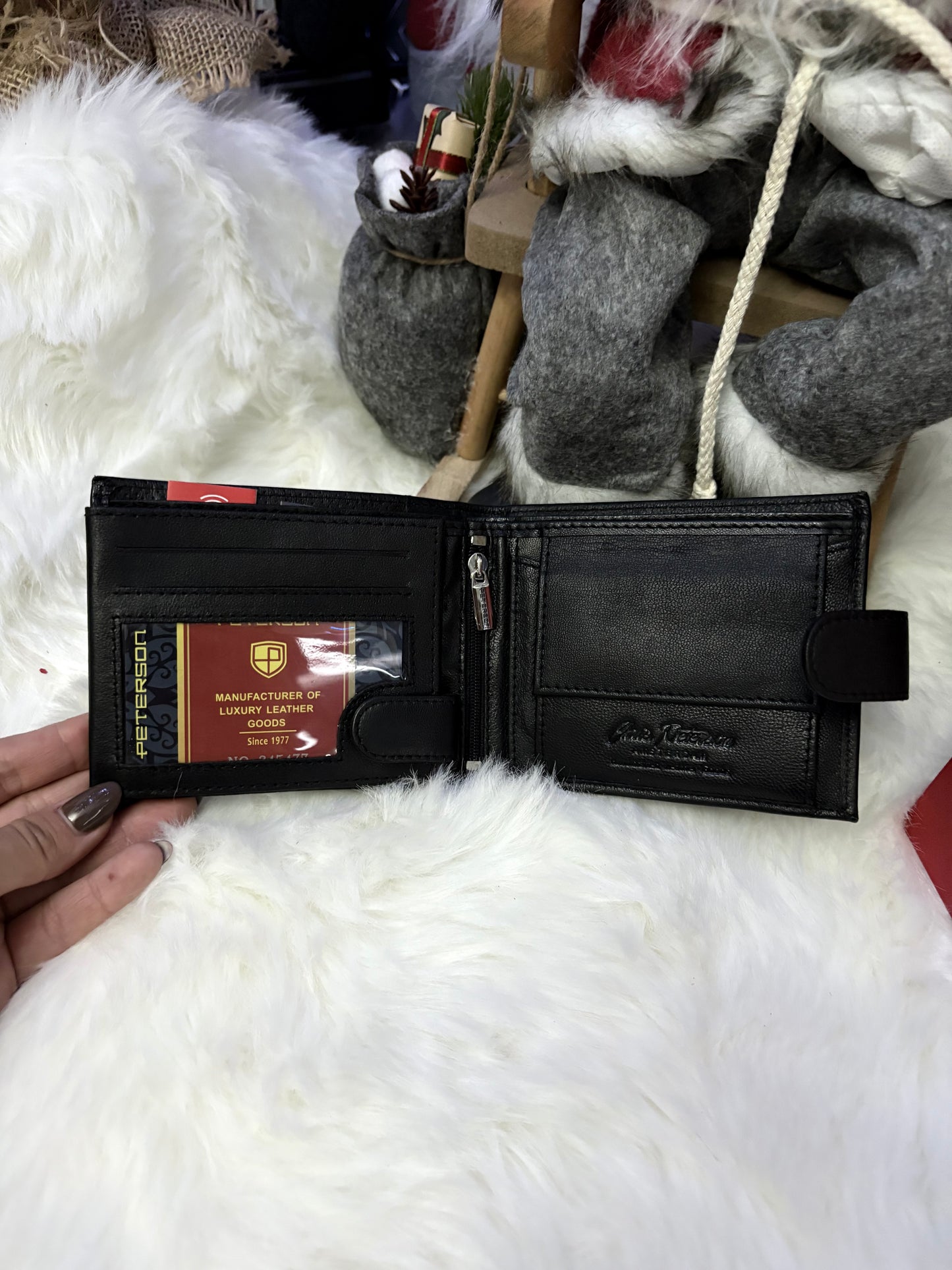 Nowość Zestaw męski, prezentowy skórzany portfel męski i pasek PETERSON skóra naturalna