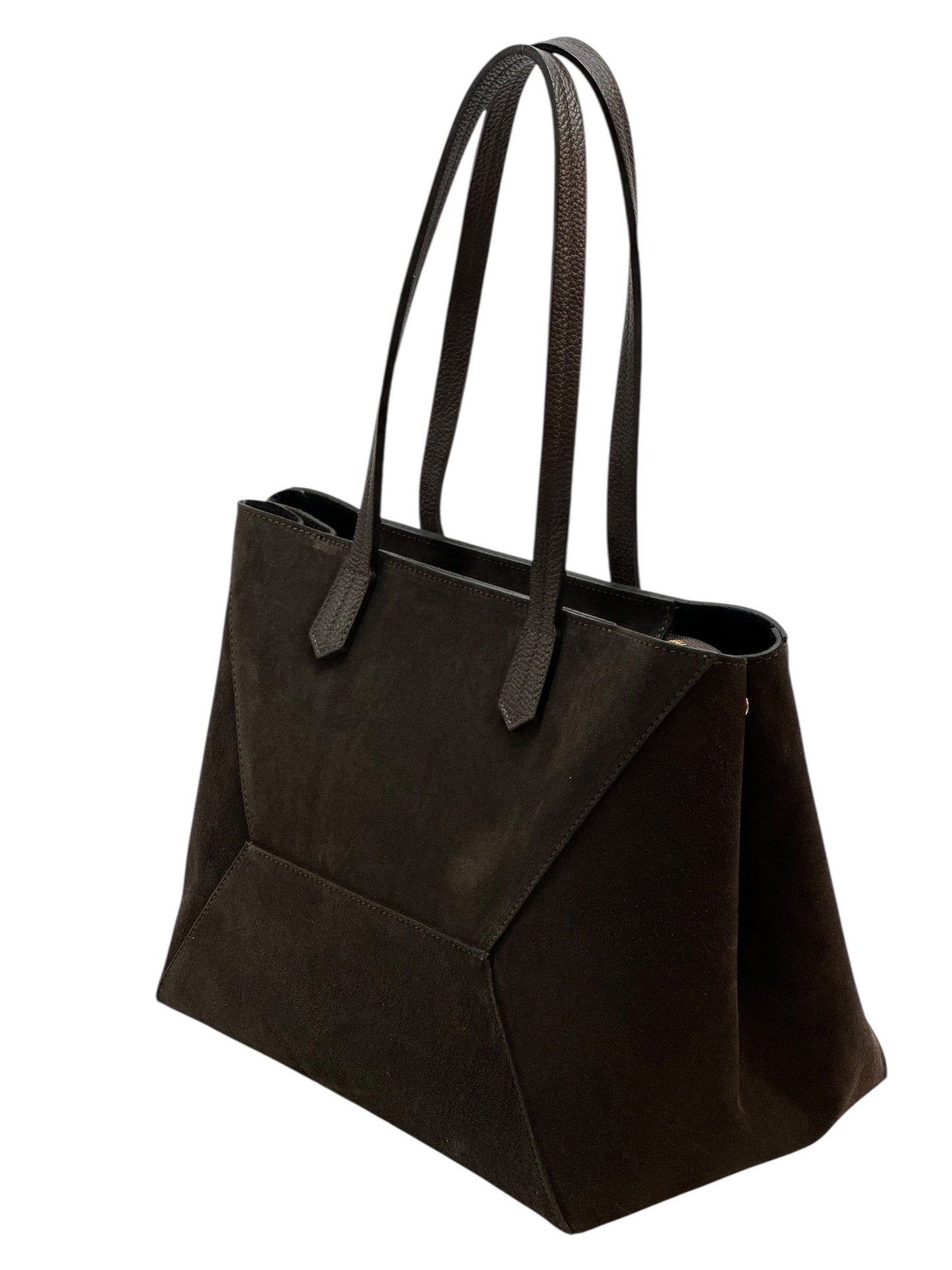 NOWOŚĆ Torebka zamsz naturalny skóra naturalna dwustronna czekolada włoska