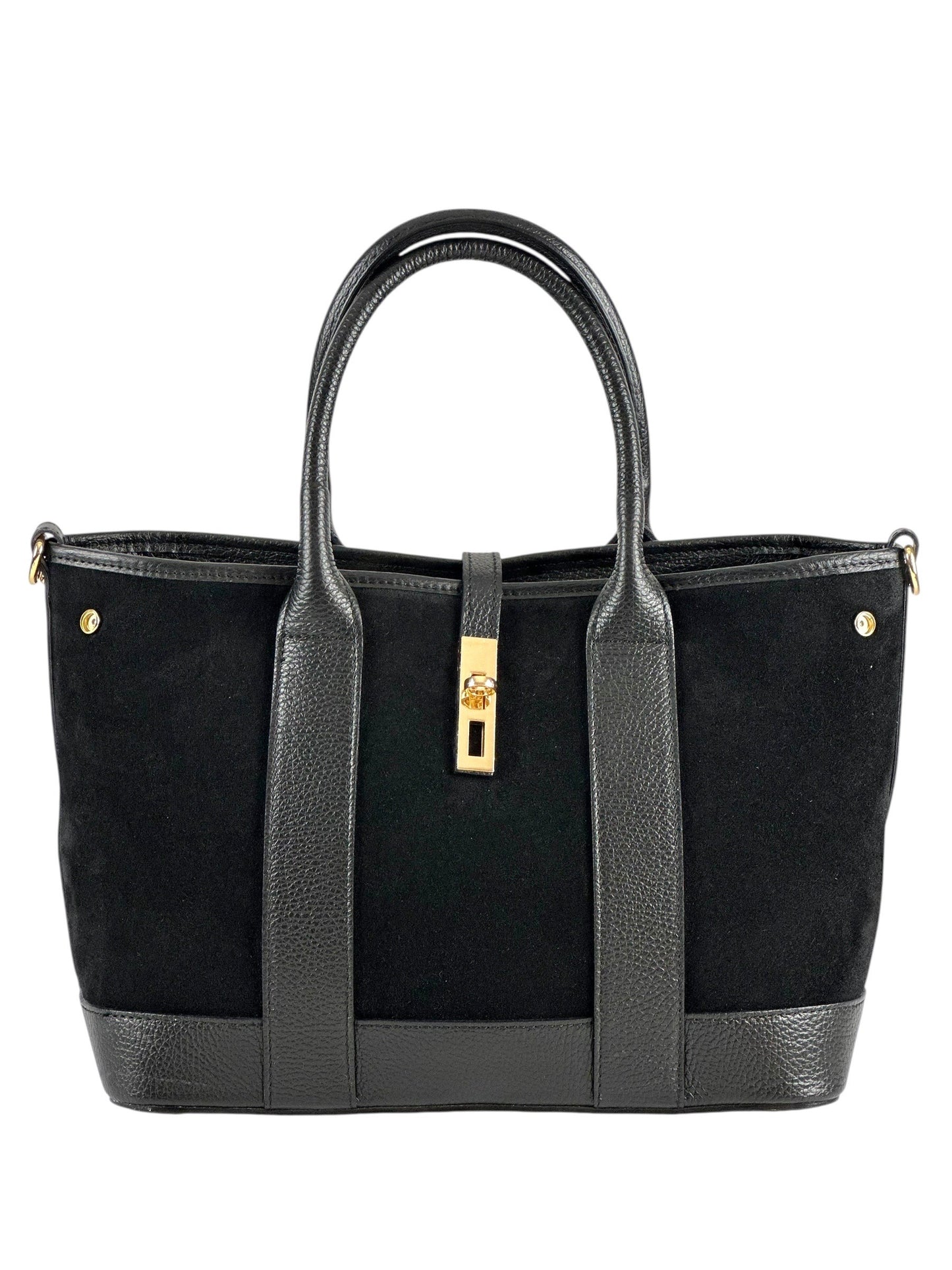 NOWOŚĆ Torebka zamsz naturalny skóra naturalna czarna włoska