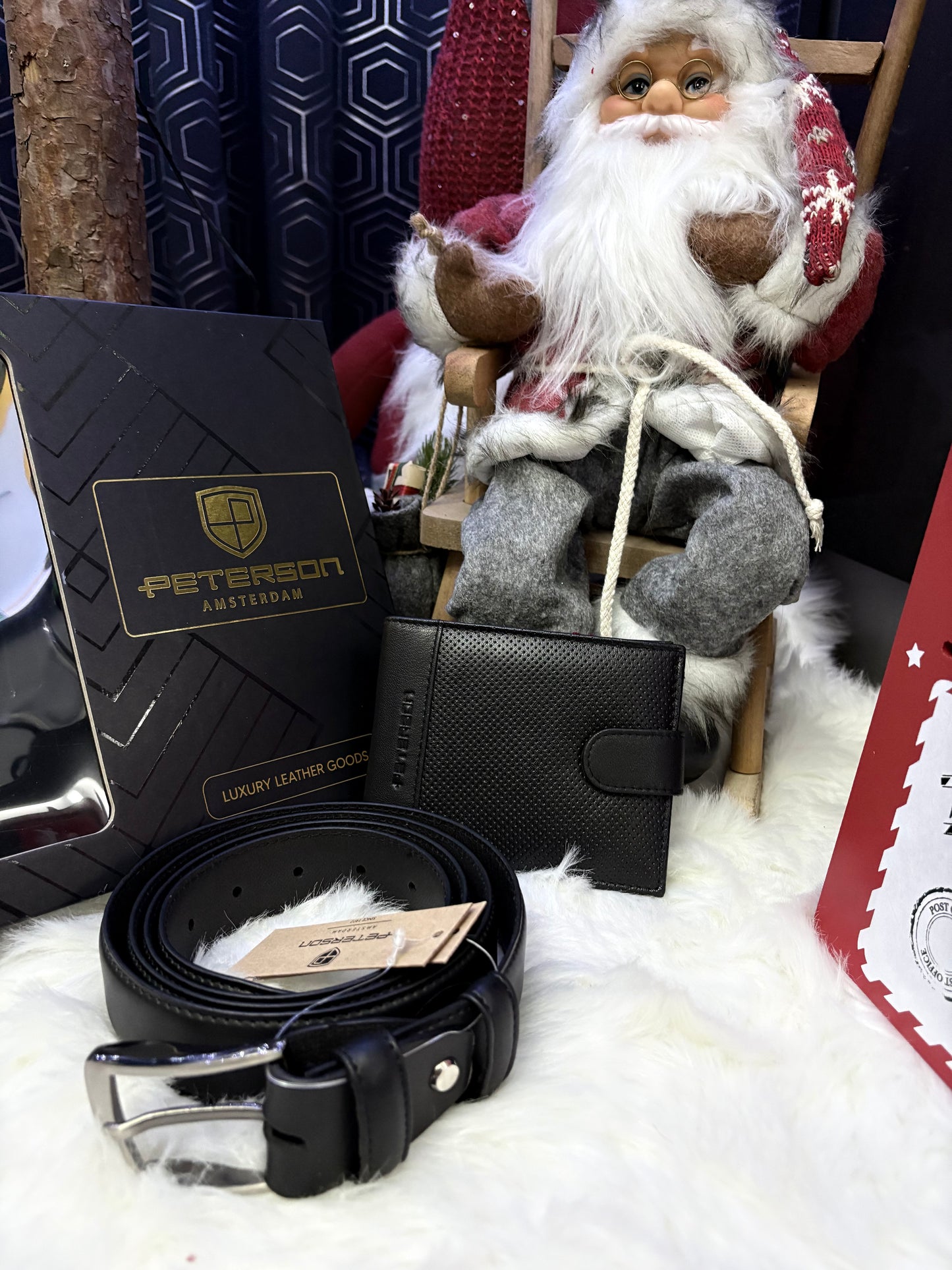 Nowość Zestaw męski, prezentowy skórzany portfel męski i pasek PETERSON skóra naturalna