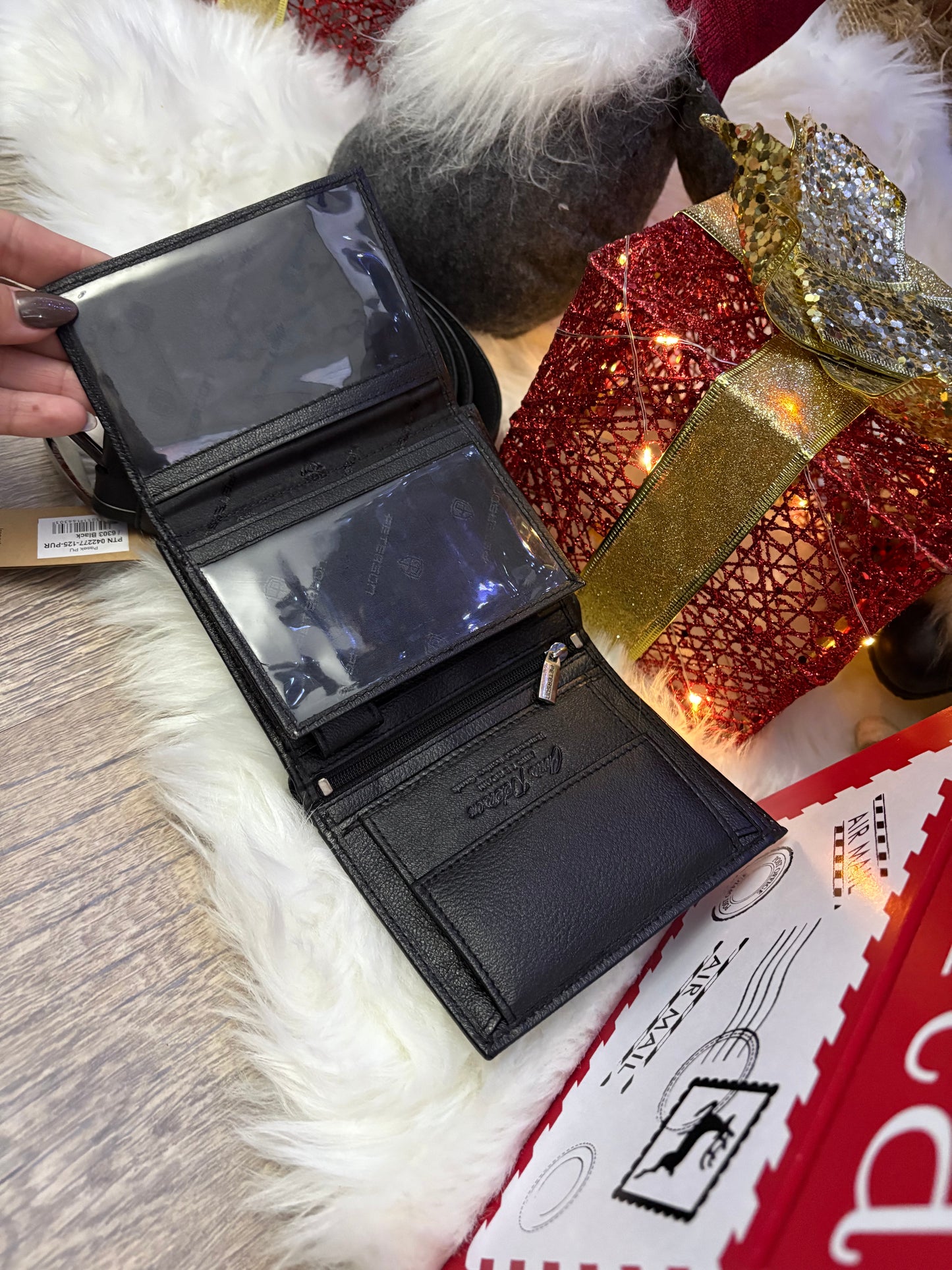 Nowość Zestaw męski, prezentowy skórzany portfel męski i pasek PETERSON skóra naturalna