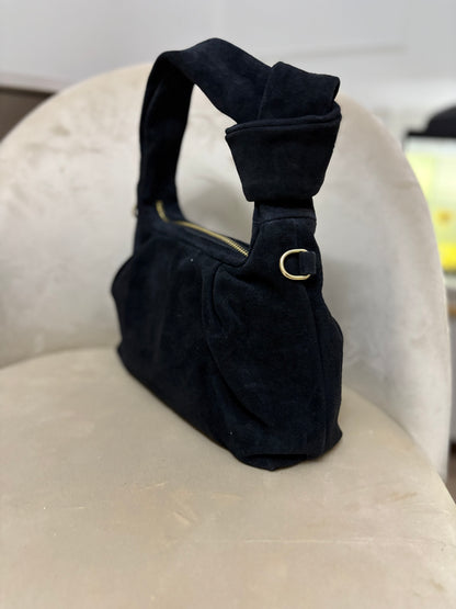 NOWOŚĆ Torebka zamsz naturalny czarna włoska