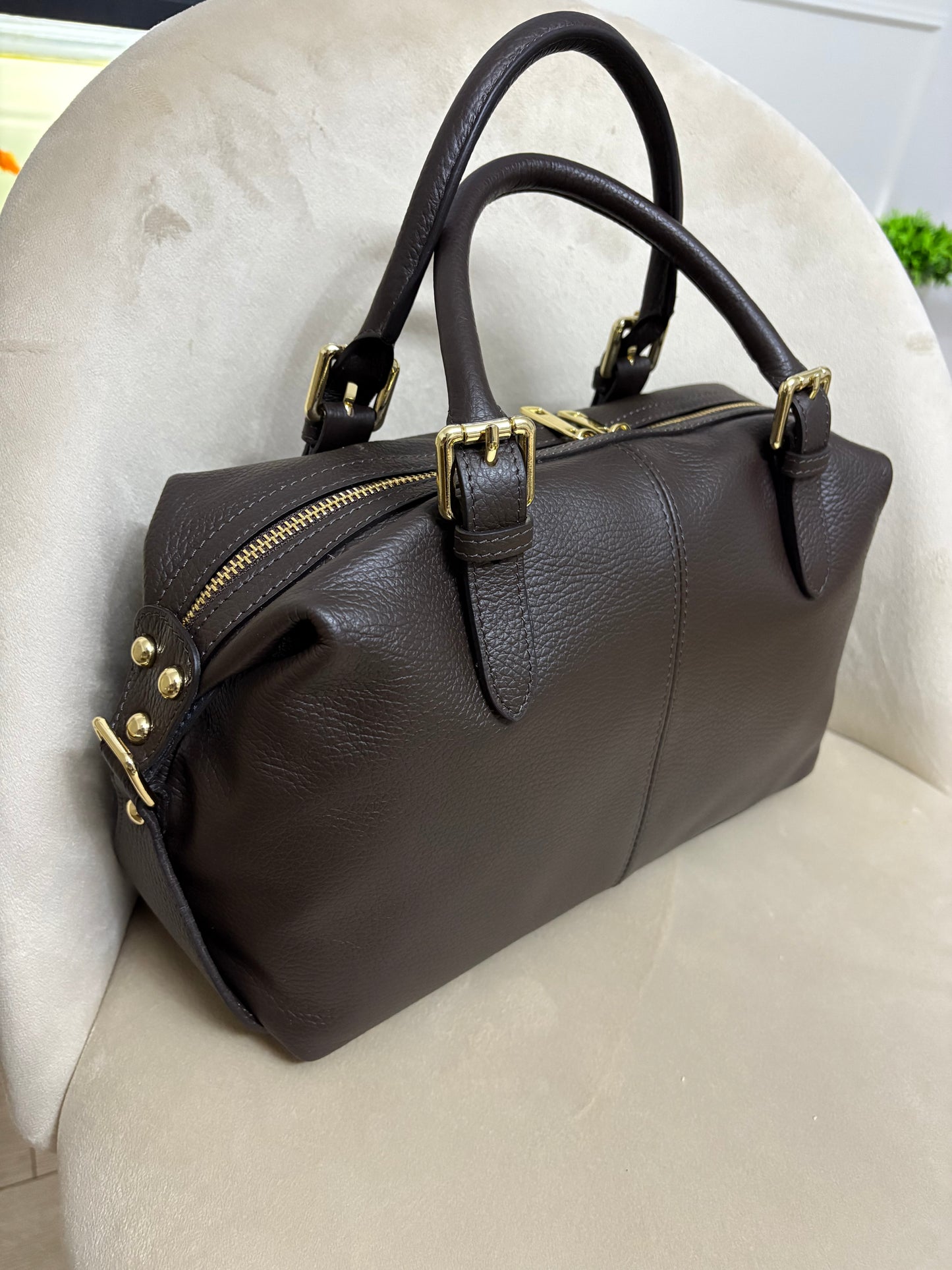 NOWOŚĆ Torebka skora naturalna czekolada włoska