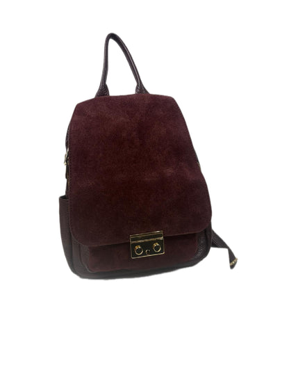 Nowość Włoska plecak skóra naturalna  połączona z  zamsze VEZZE   Bordo