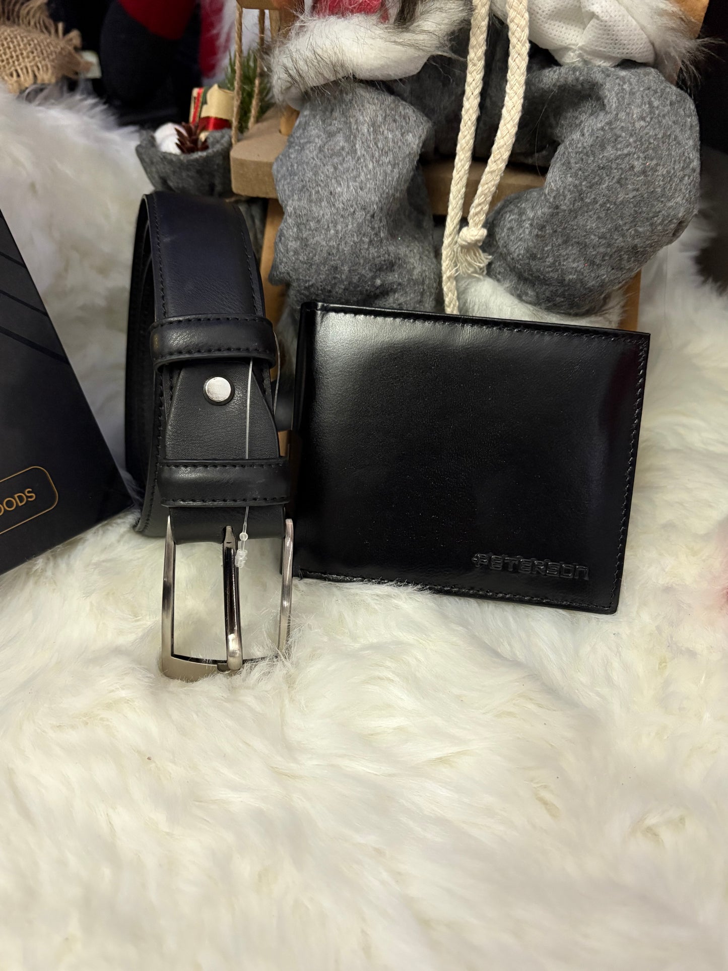 Nowość Zestaw męski, prezentowy skórzany portfel męski i pasek PETERSON skóra naturalna