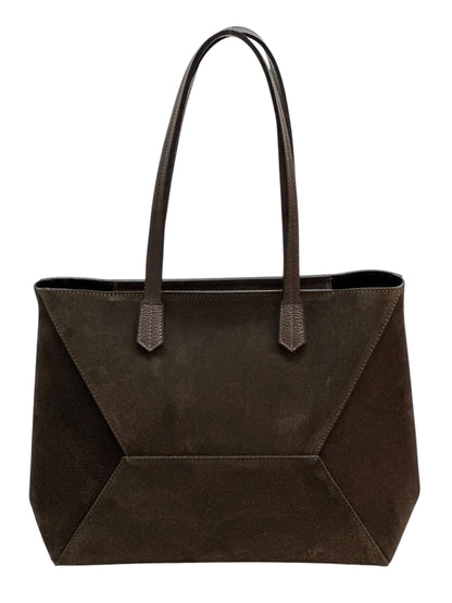 NOWOŚĆ Torebka zamsz naturalny skóra naturalna dwustronna czekolada włoska