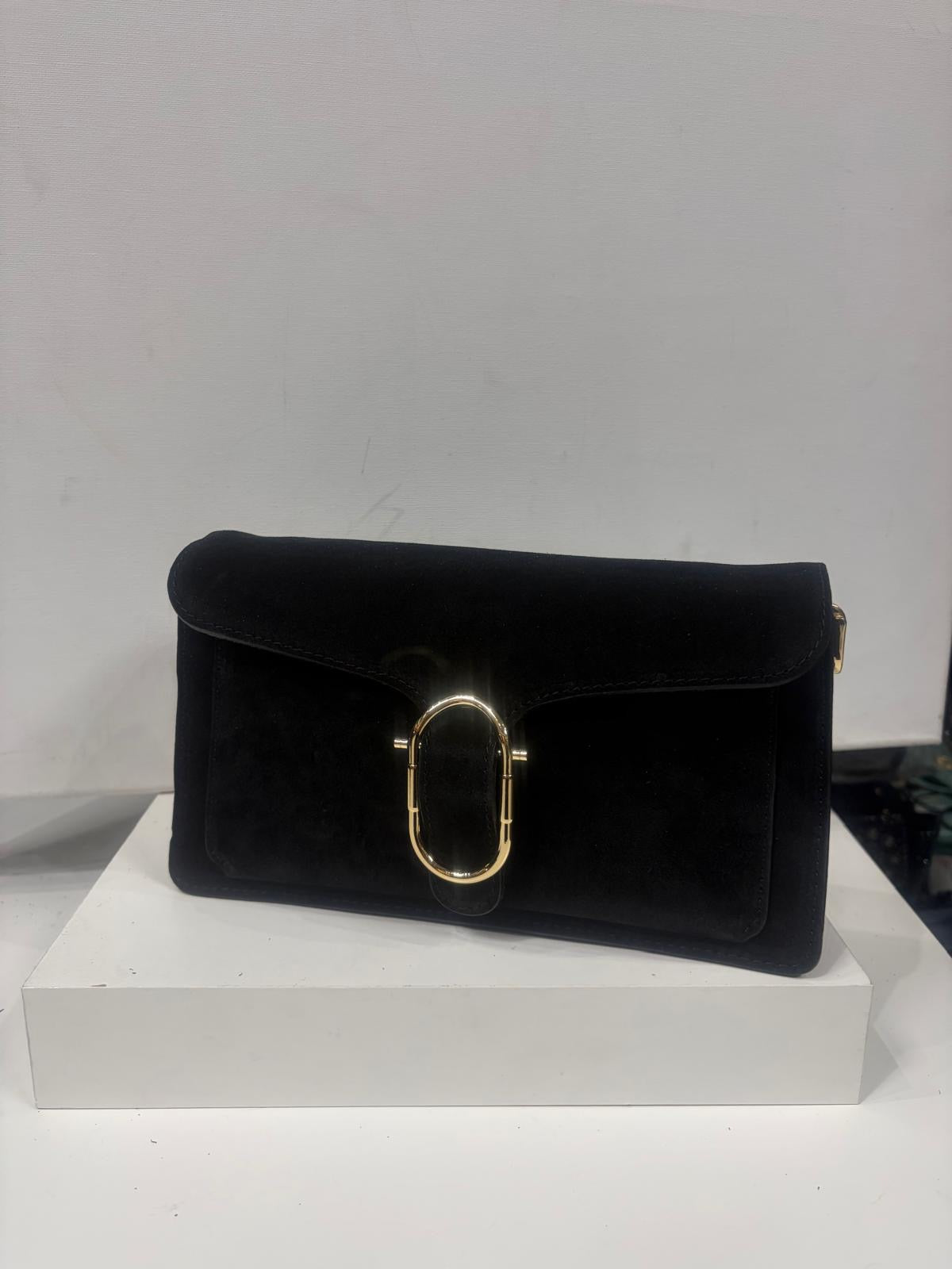 NOWOŚĆ Torebka Vezze zamsz naturalny czarny