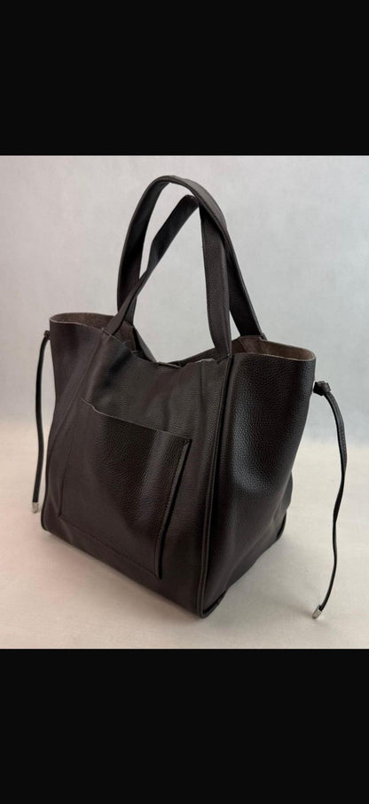 NOWOŚĆ TOREBKA VEZZE skóra naturalna czekolada.