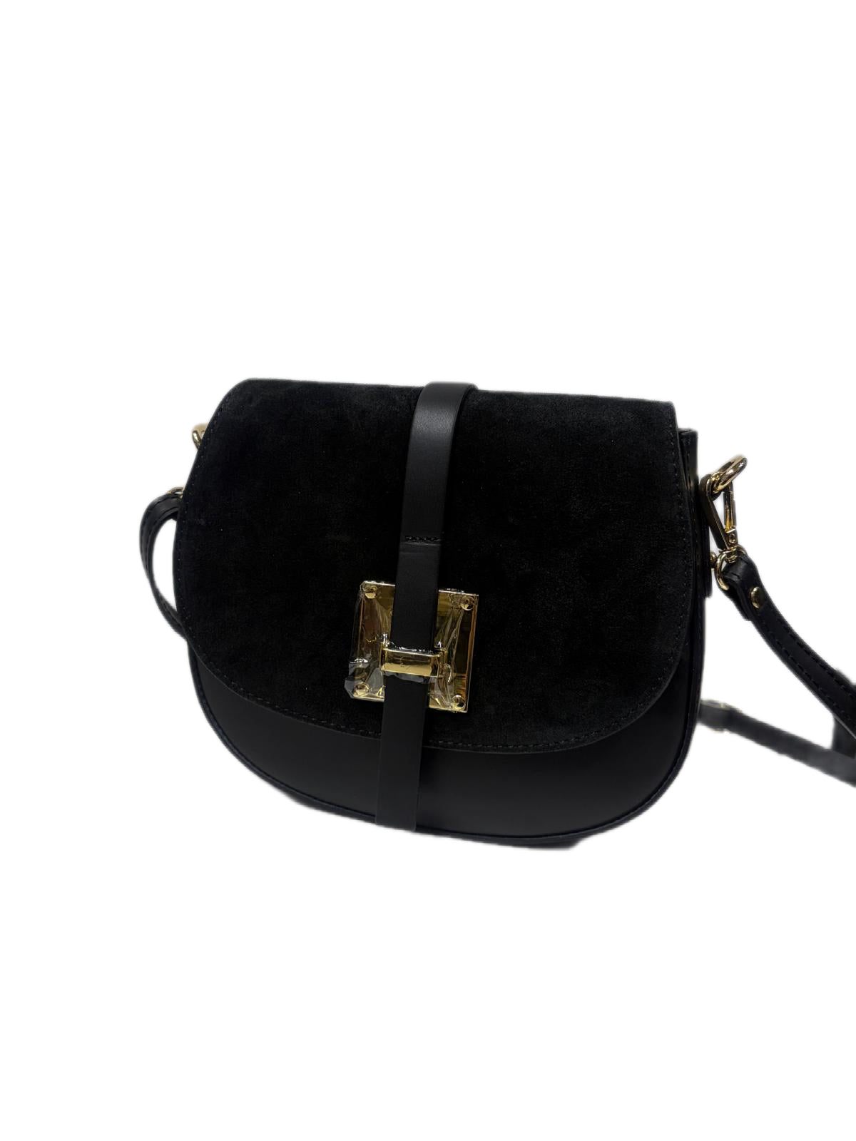 NOWOŚĆ Torebka zamsz naturalny + skóra naturalna czarna włoska