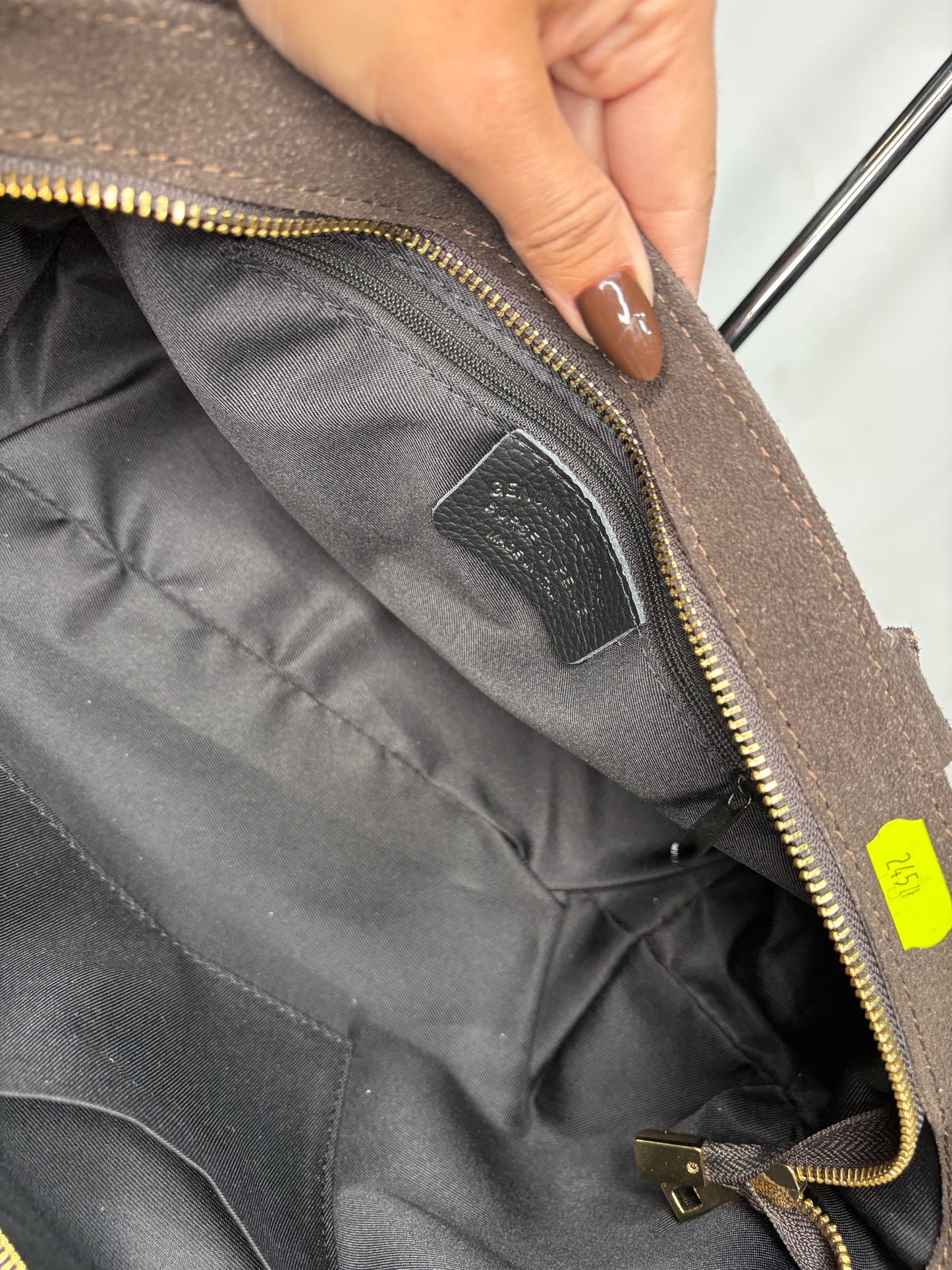 NOWOŚĆ Torebka VEZZE zamsz naturalny czekolada