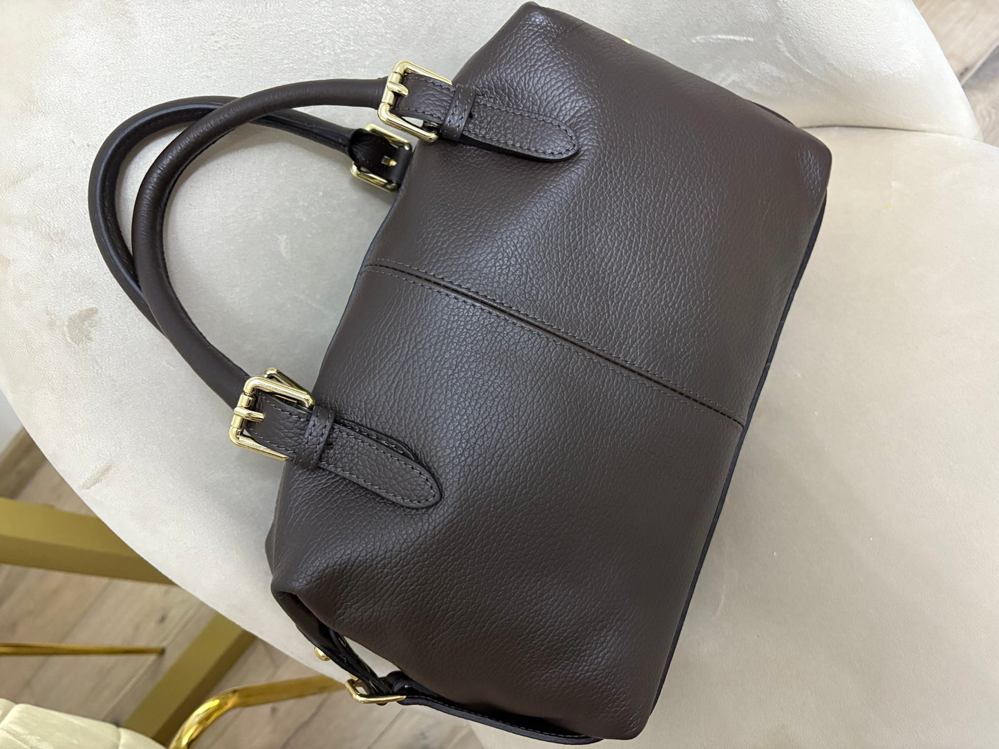 NOWOŚĆ Torebka skora naturalna czekolada włoska