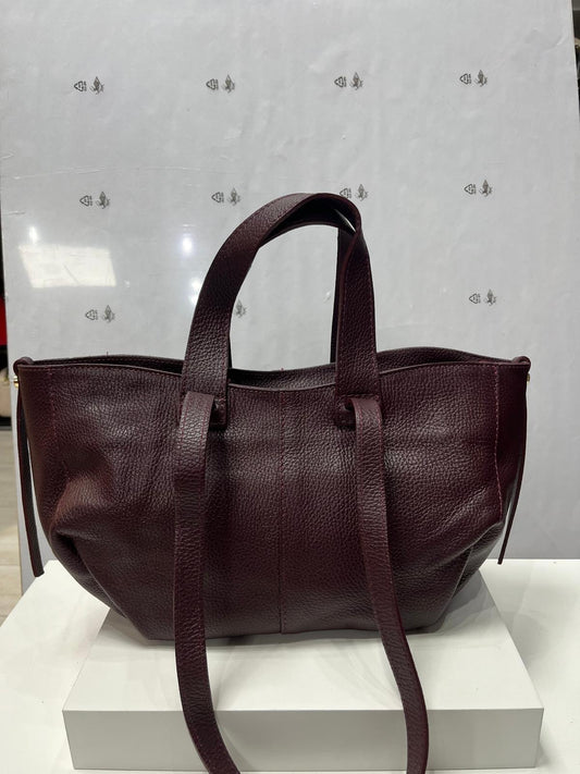 NOWOŚĆ ITALY TOREBKA SHOPPER KOSZYCZEK SKÓRA MIĘKKA BORDO