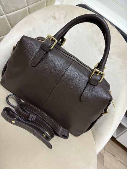 NOWOŚĆ Torebka skora naturalna czekolada włoska