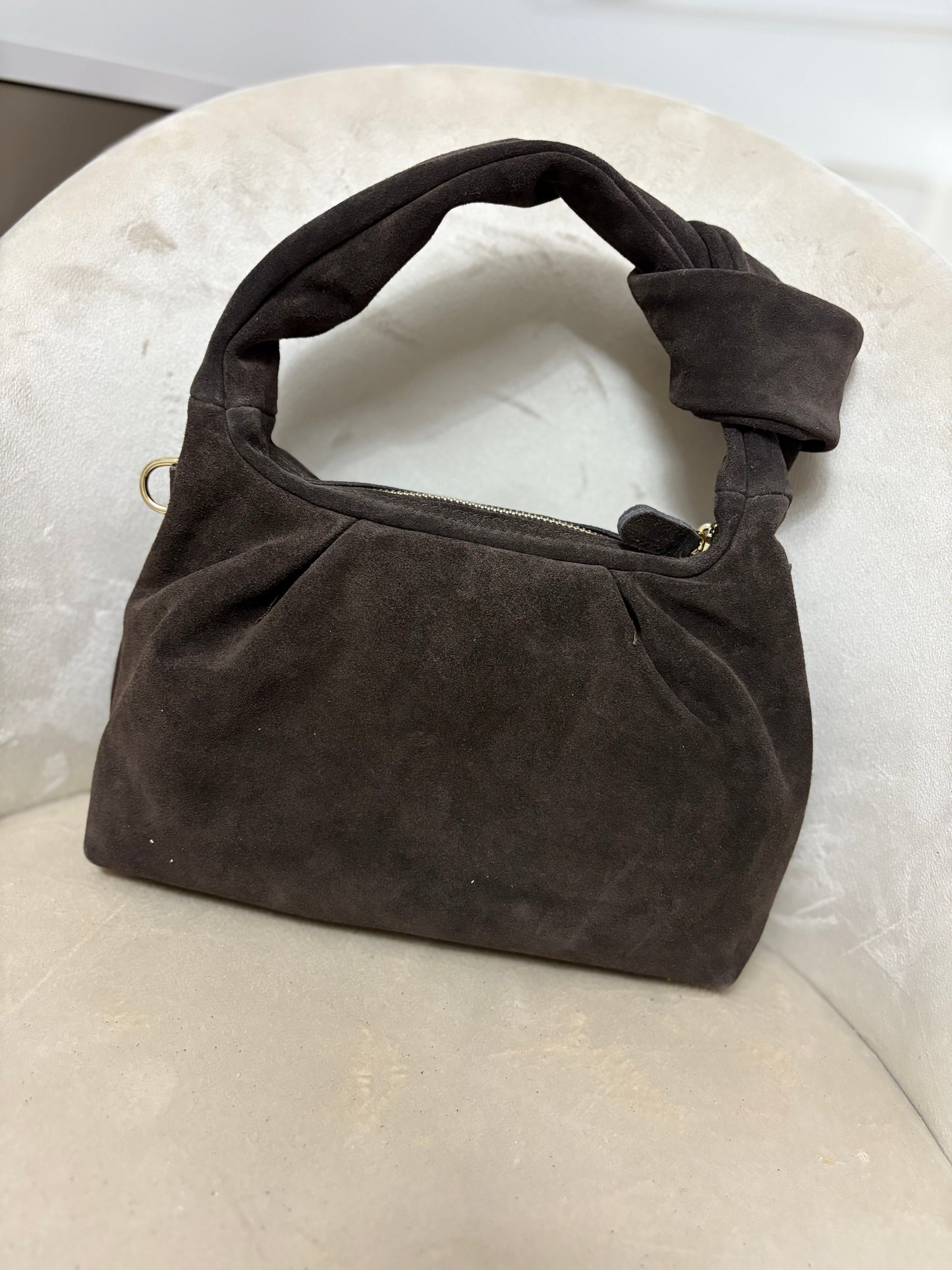 NOWOŚĆ Torebka zamsz naturalny czekolada włoska