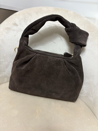 NOWOŚĆ Torebka zamsz naturalny czekolada włoska