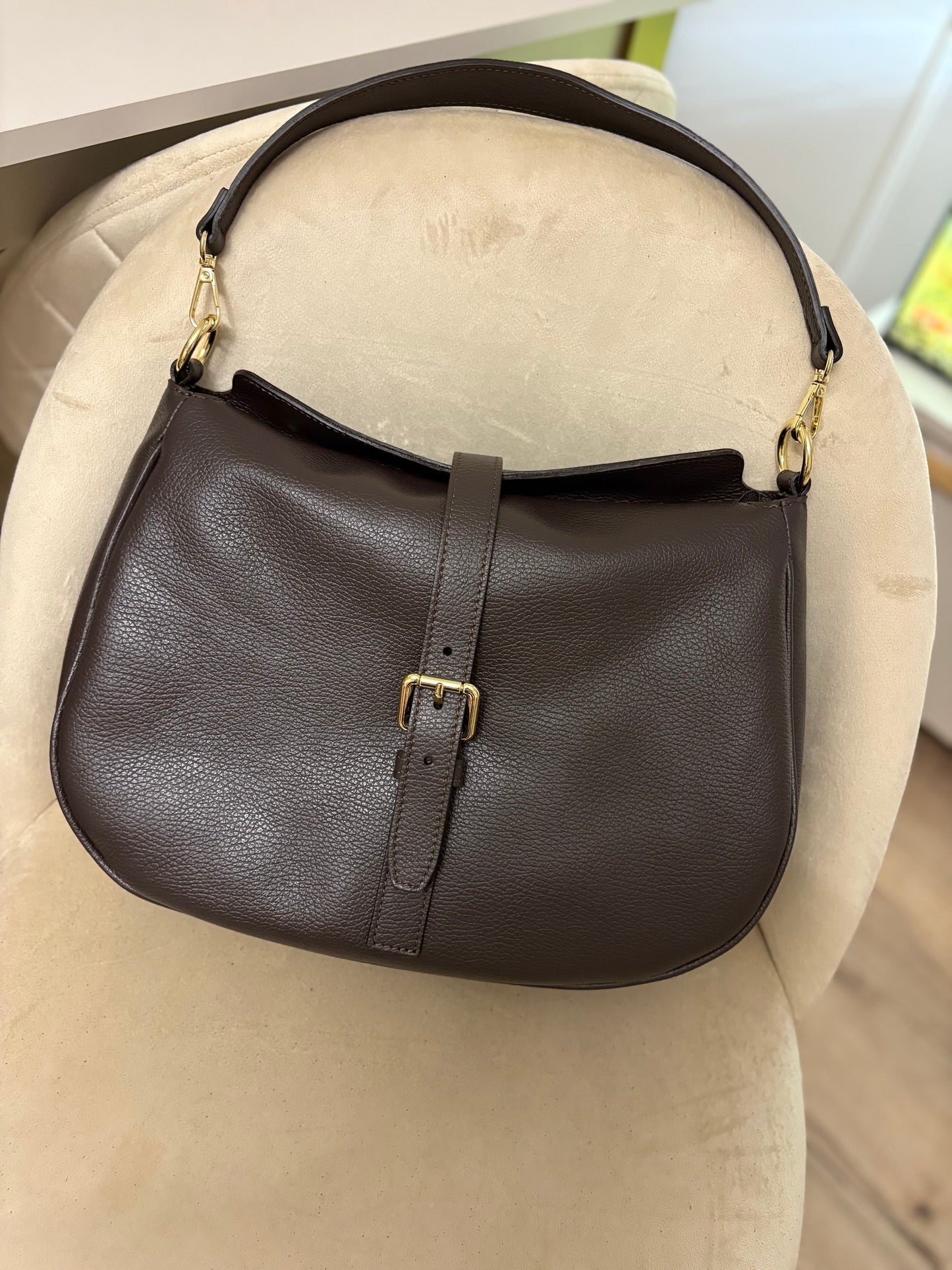 NOWOŚĆ Torebka skóra naturalna czekolada włoska