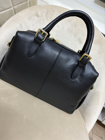 NOWOŚĆ Torebka skora naturalna czarna włoska