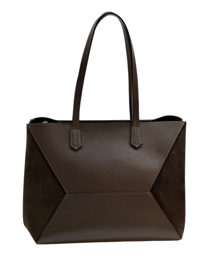 NOWOŚĆ Torebka zamsz naturalny skóra naturalna dwustronna czekolada włoska