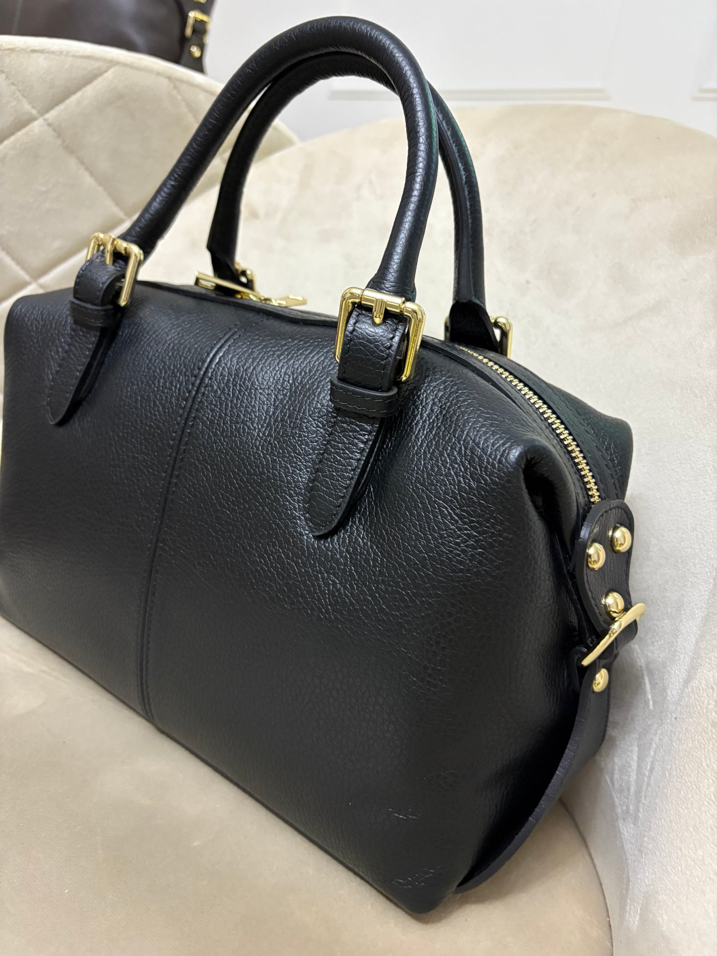 NOWOŚĆ Torebka skora naturalna czarna włoska