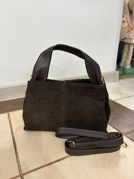 NOWOŚĆ Torebka Vezze zamsz naturalny Czekolada