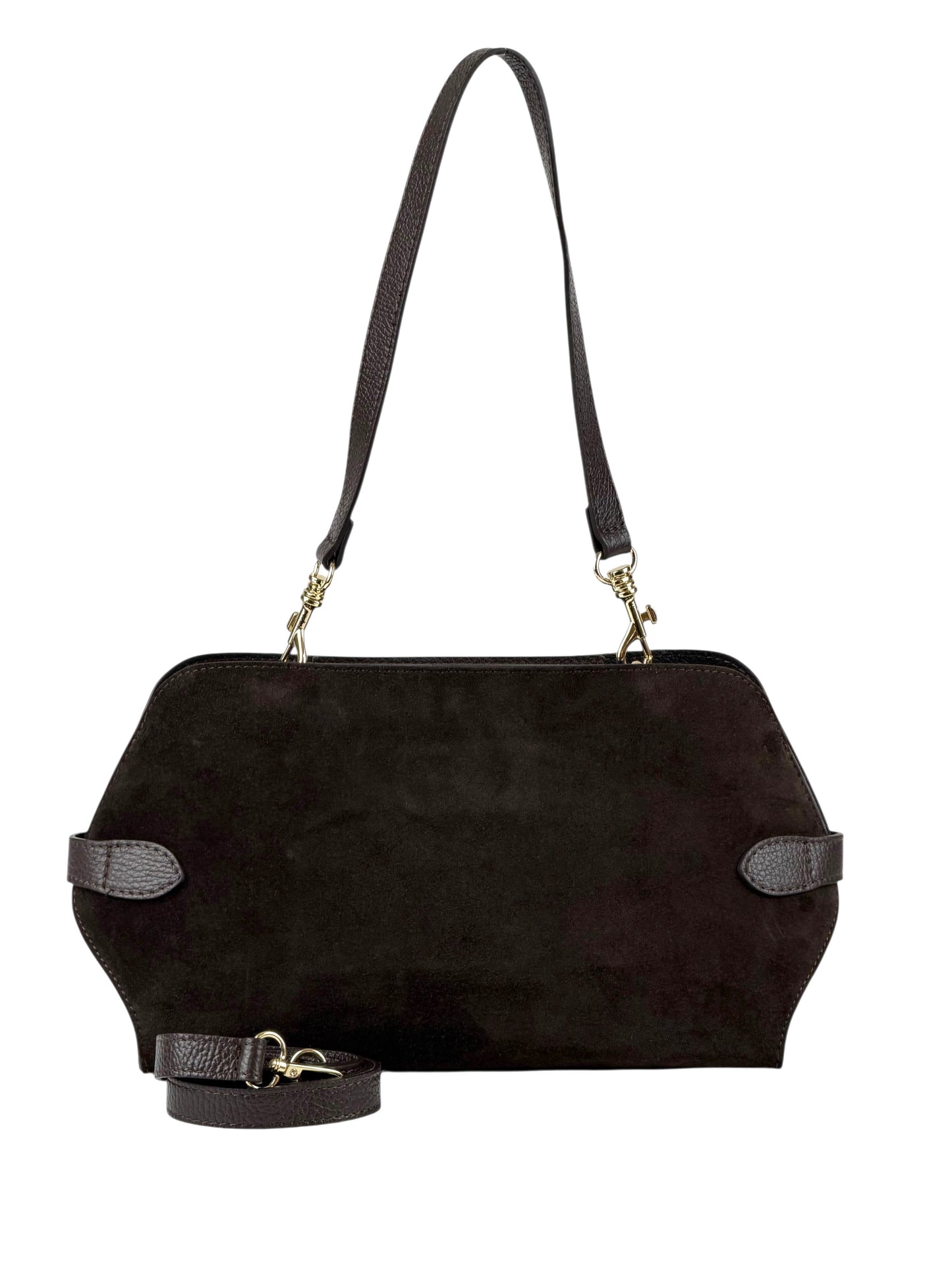 NOWOŚĆ Torebka zamsz naturalny skóra naturalna czekolada włoska