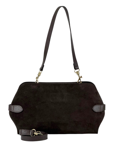 NOWOŚĆ Torebka zamsz naturalny skóra naturalna czekolada włoska