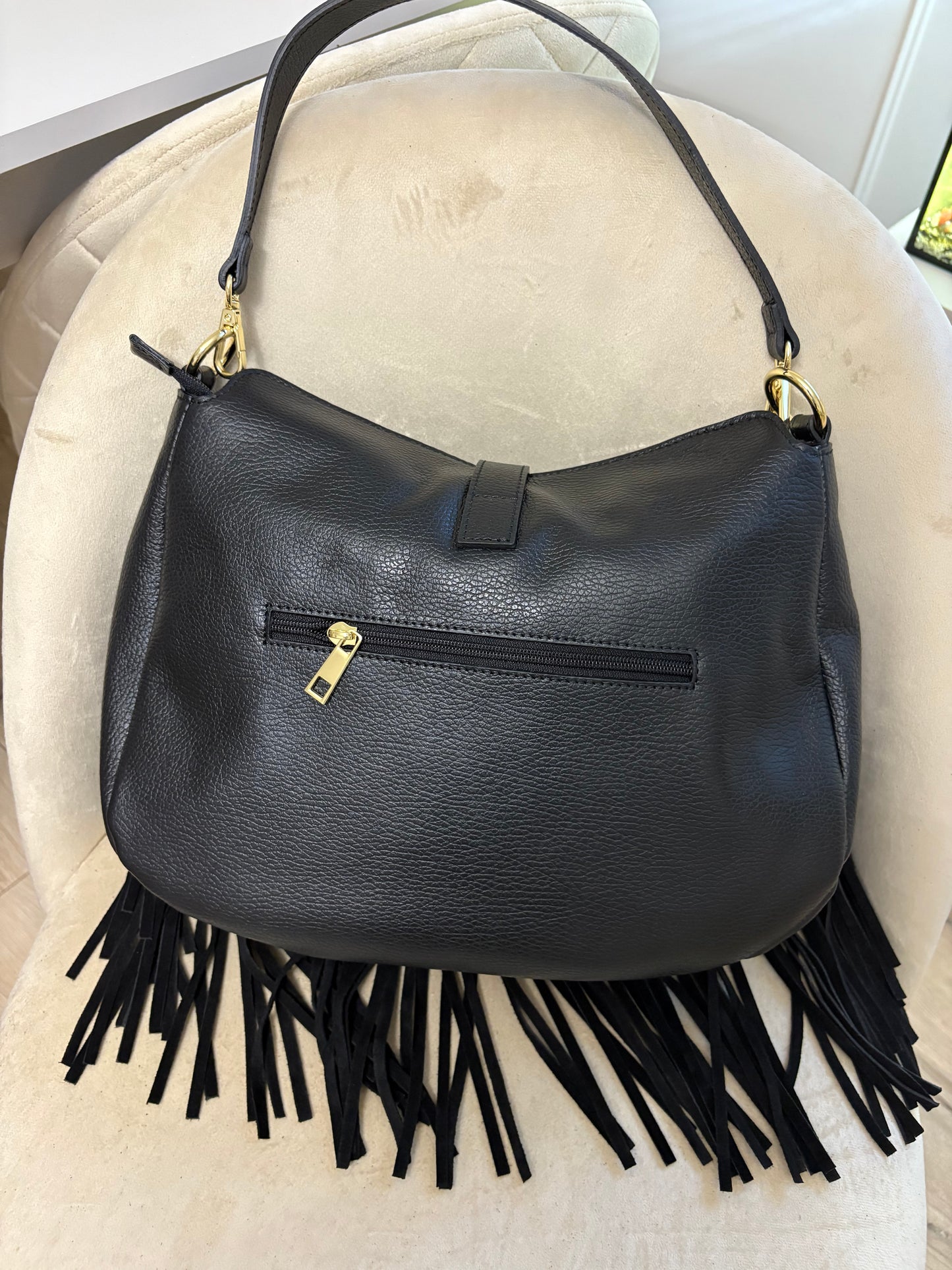 NOWOŚĆ Torebka zamsz naturalny czarna włoska