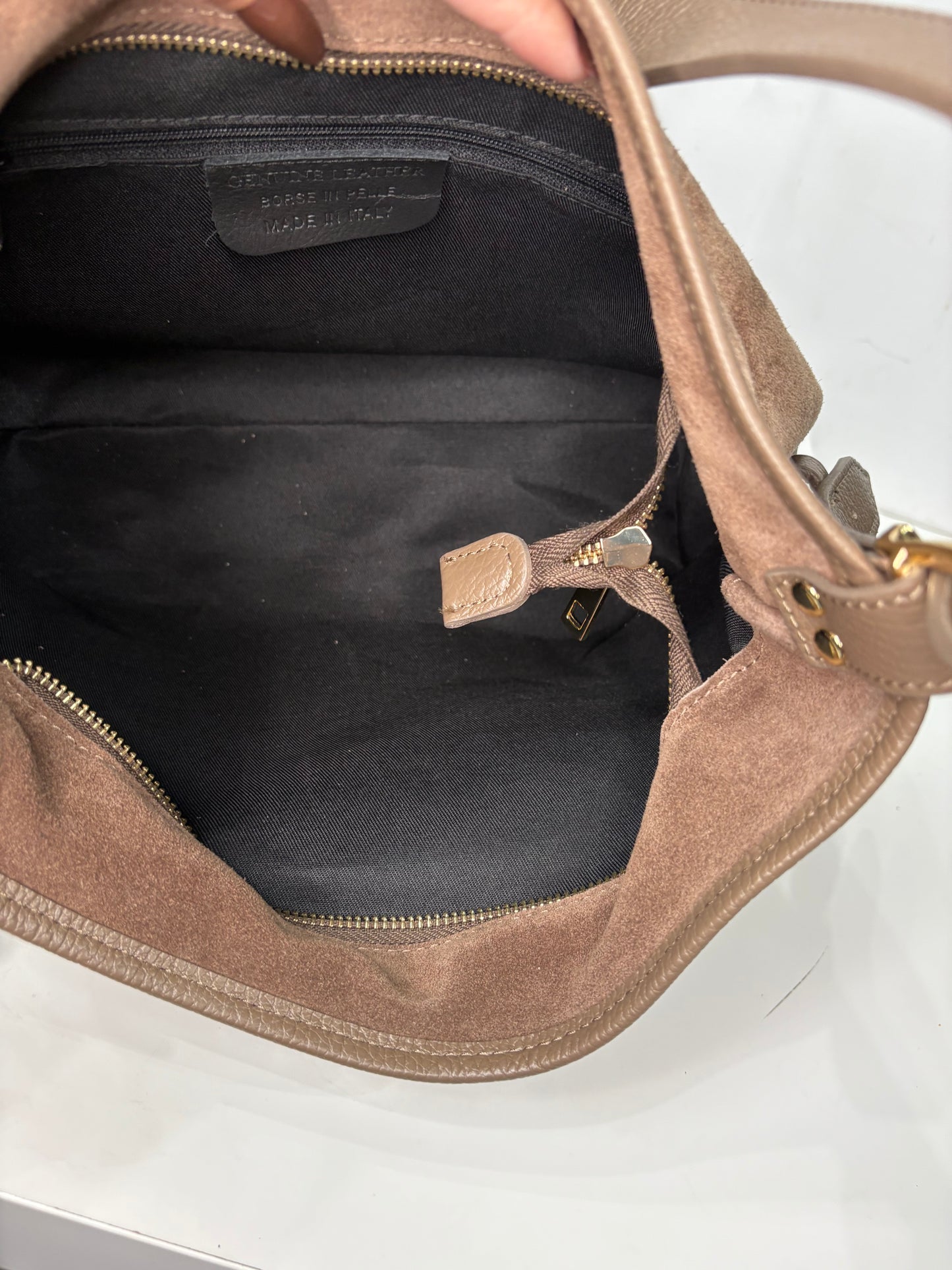 NOWOŚĆ Torebka VEZZE zamsz naturalny