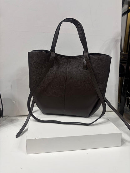 NOWOŚĆ VERA PELLE torebka damska łódka skóra naturalna ITALY brąz czekolada