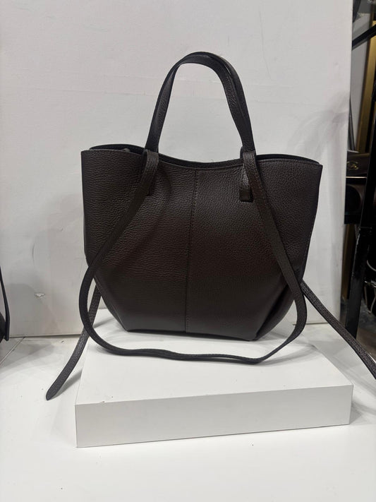 NOWOŚĆ VERA PELLE torebka damska łódka skóra naturalna ITALY brąz czekolada