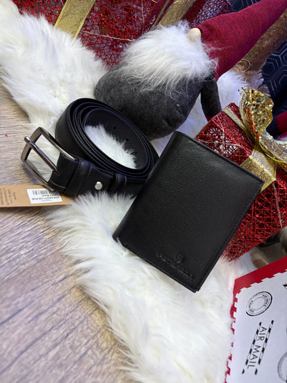 Nowość Zestaw męski, prezentowy skórzany portfel męski i pasek PETERSON skóra naturalna