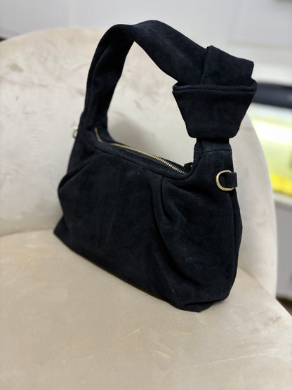 NOWOŚĆ Torebka zamsz naturalny czarna włoska