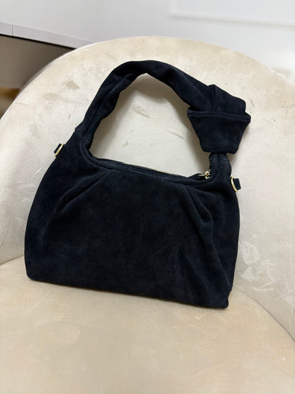 NOWOŚĆ Torebka zamsz naturalny czarna włoska