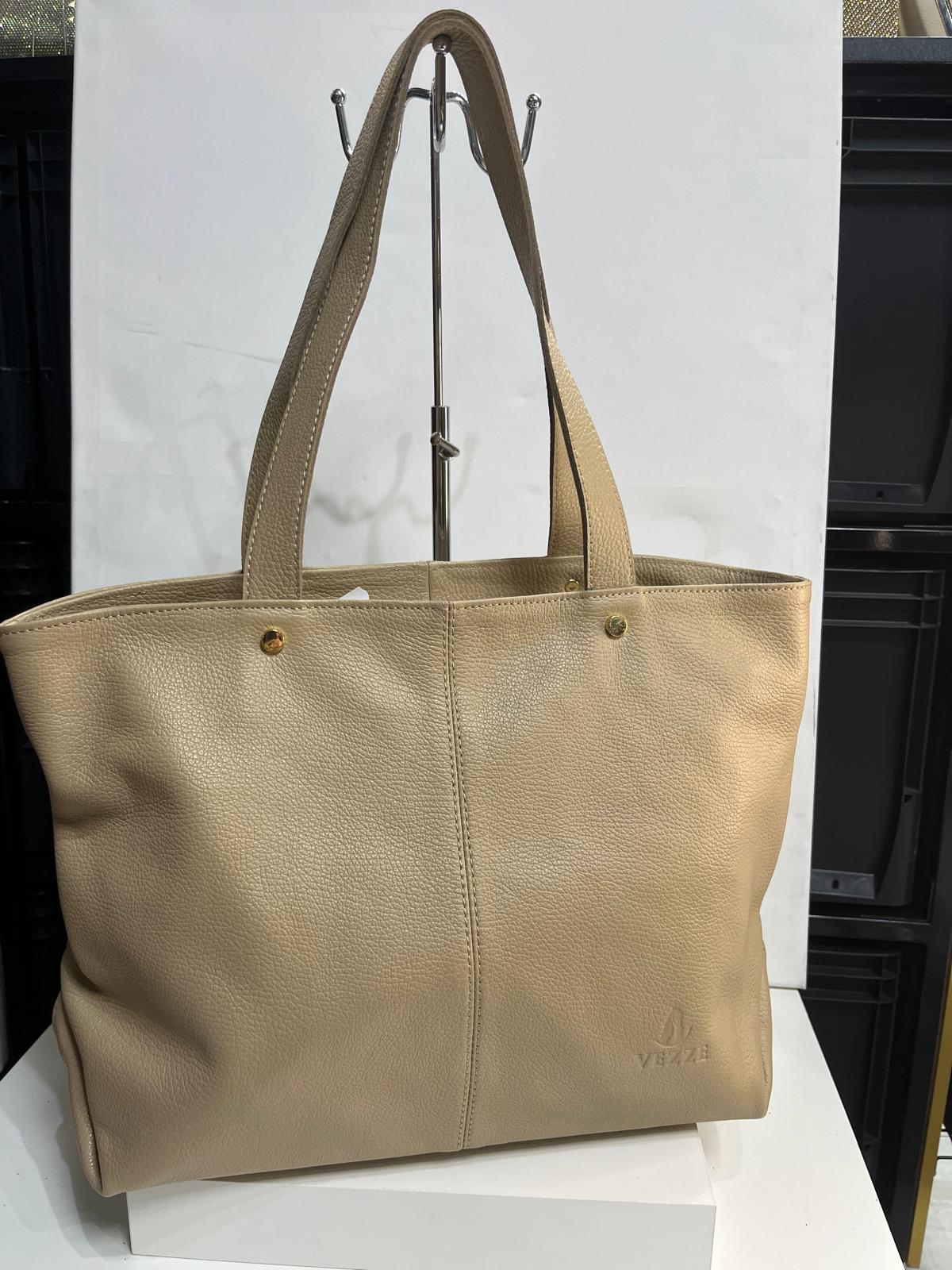 Nowość VEZZE ITALY torebka shopper skóra naturalna. Ciepły Beż