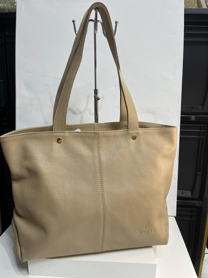Nowość VEZZE ITALY torebka shopper skóra naturalna. Ciepły Beż