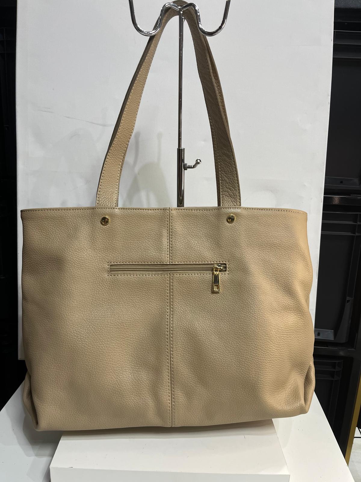 Nowość VEZZE ITALY torebka shopper skóra naturalna. Ciepły Beż