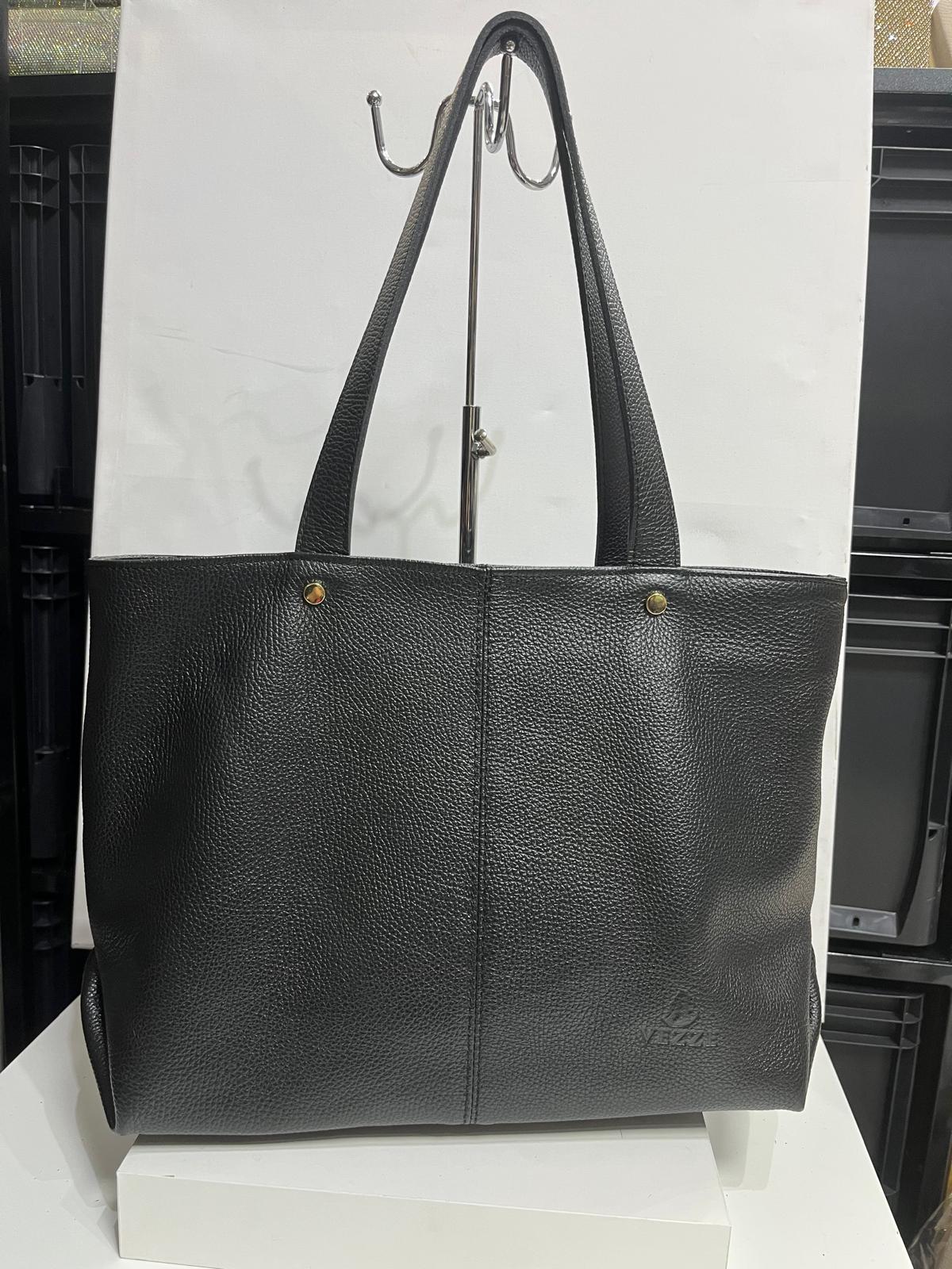 Nowość VEZZE ITALY torebka shopper skóra naturalna. Czarna